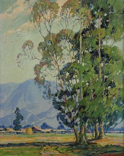 OLSON, George W. Oil on Canvas. California Farm
