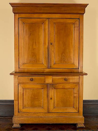 French Provincial Fruitwood Buffet á Deux Corps 