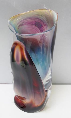 Large Dino Rosin Murano Glass Vase.