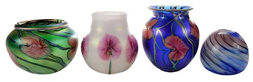 Three Lotton Studios Art Glass Vases