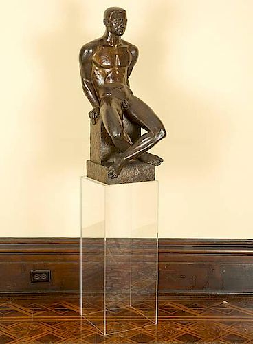 Robert Koepnick (American, 1907-1995), Bronze, Male Nude