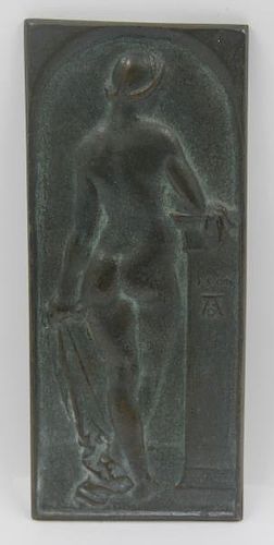 Bronze Albrecht Durer Plaque of a Figure.