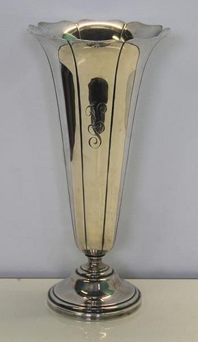 STERLING. Watson Co. Sterling Fluted Trumpet Vase.