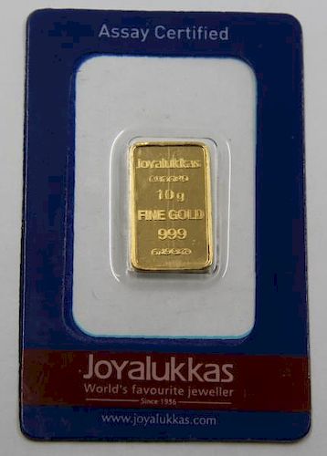 GOLD. Joyalukkas 10G .999 Fine Gold Bar.