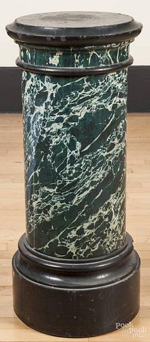 Slate and marble pedestal, ca. 1900, 35'' h., 15'' w.