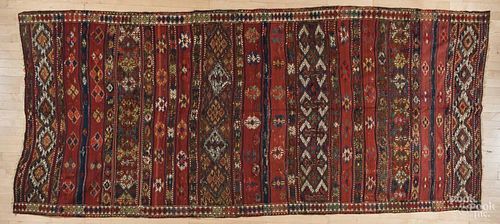 Flatweave long rug, early 20th c., 11'8'' x 5'3''.