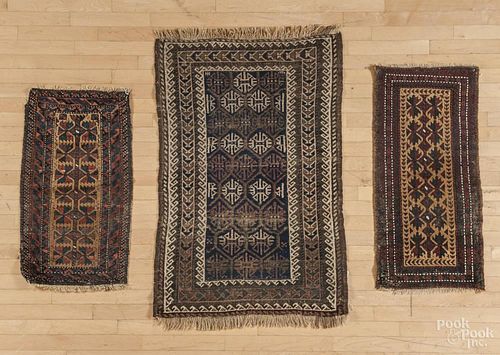 Three Beluch mats, early 20th c., largest - 4'2'' x 2'8''.