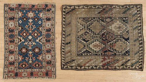 Two Caucasian mats, early 20th c., 4'3'' x 3'6'' and 4' x 2'8''.