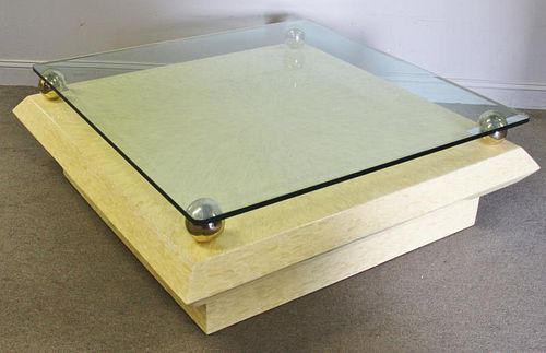 Exceptional Glass and Horn Base Table.