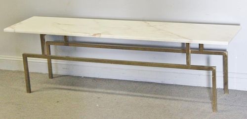 Midcentury Large Marble Top Sofa Table.