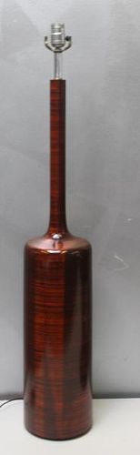Midcentury Wood Bottle Form Table Lamp.