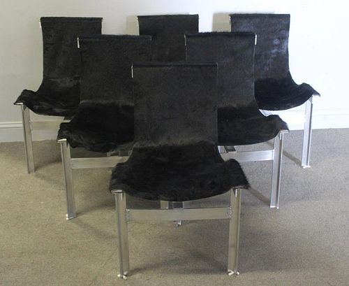 Midcentury Set of 6 Katavolos Style T Chairs.