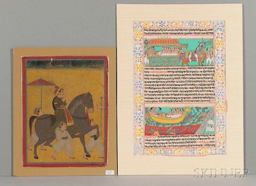 Seven Sketches and Paintings 七幅素描和绘画，最大的高15.75英寸，宽10.25英寸，18-20世纪，印度