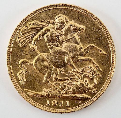 1911 English George V Gold Sovereign
