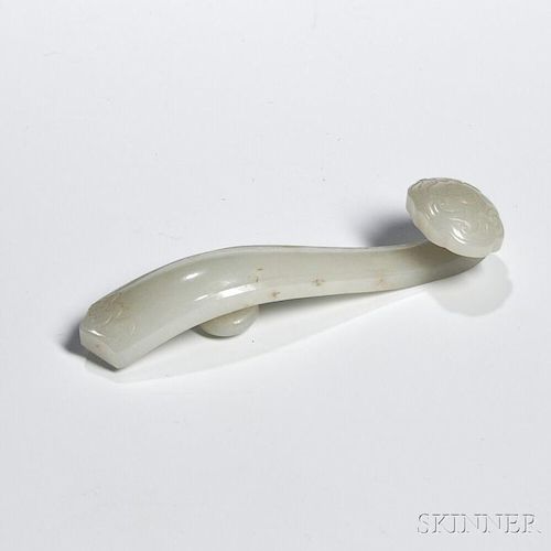 Nephrite Jade Belt Buckle 软玉如意,长4.25英寸,中国