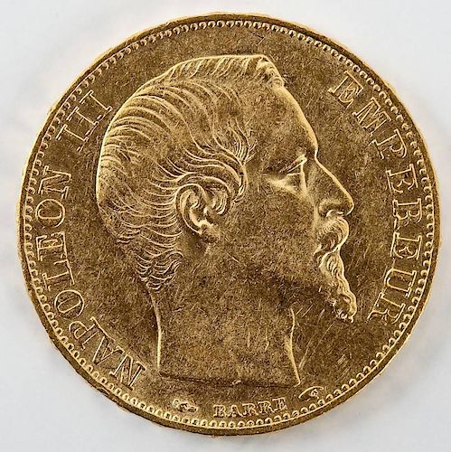 1854A French Gold 20 Franc