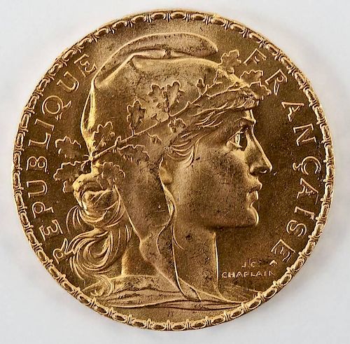 1909 French Gold 20 Franc
