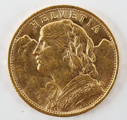 1922 Swiss Gold 20 Franc