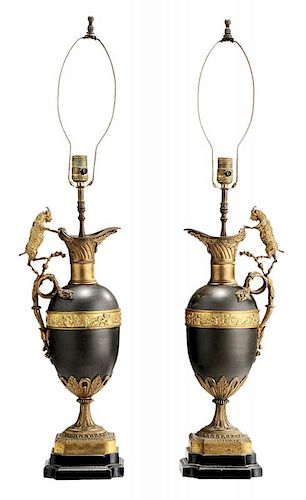 Pair Empire Gilt Bronze and Painted