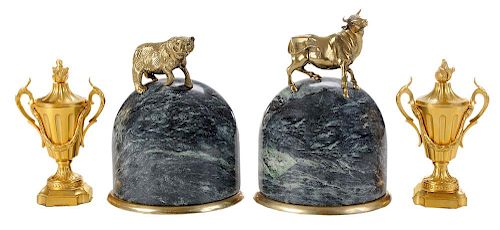 Pair Gilt Bronze Cassoulets, and a