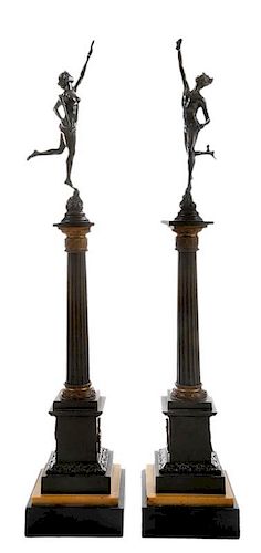 Pair [Grand Tour] Bronze Columns with