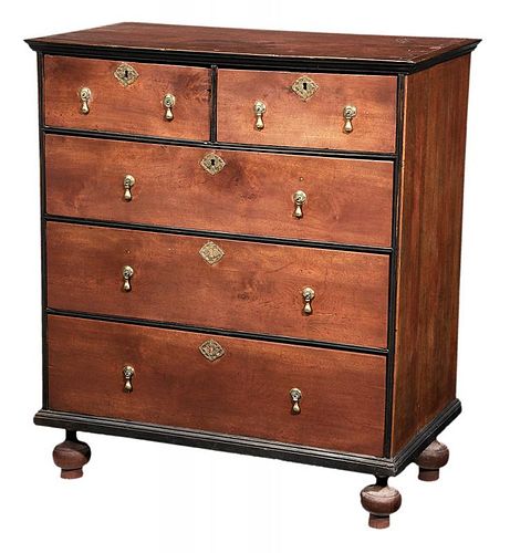 American William and Mary Five-Drawer