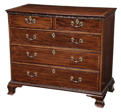 Chippendale Inlaid Figured Mahogany