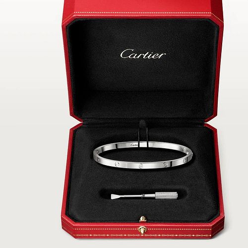 Cartier 18k White Gold Love Bracelet Small Model Size 16