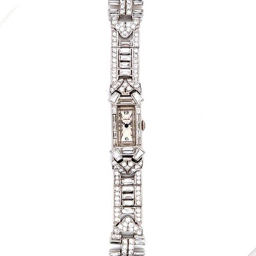 Cartier Art Deco Platinum Diamond Ladies Cocktail Watch