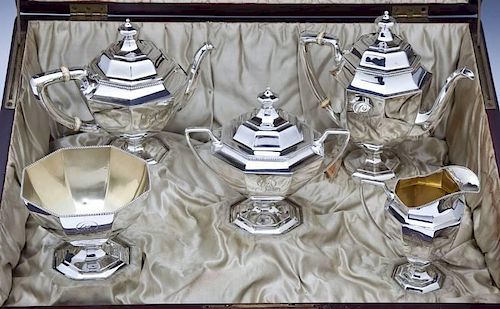 1895 Cased Gorham Sterling Coffee & Tea Set