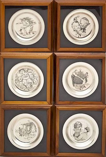 6 Norman Rockwell Sterling Christmas Plates