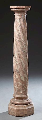 French Highly Figured Pink Marble Pedestal, early