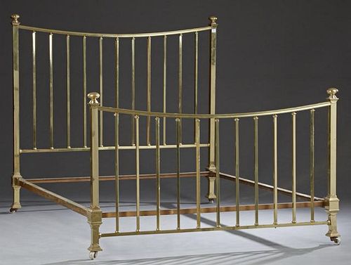 French Queen Size Brass Bed, 20th c., the concave