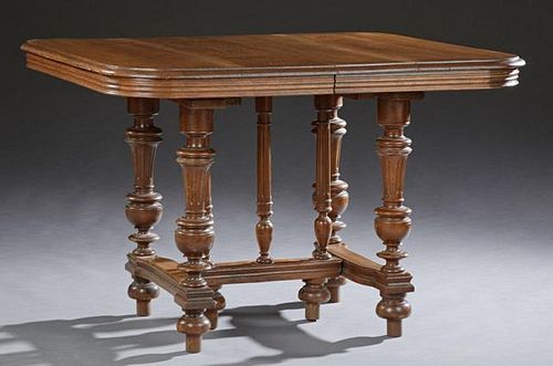 French Henri II Style Carved Oak Dining Table, lat