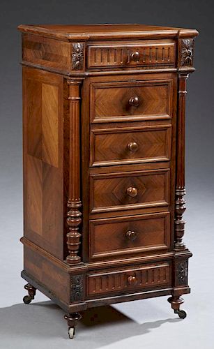 French Louis XVI Style Carved Walnut Nightstand, l