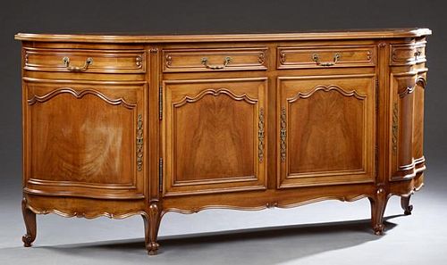 French Louis XV Style Parquetry Inlaid Walnut Side