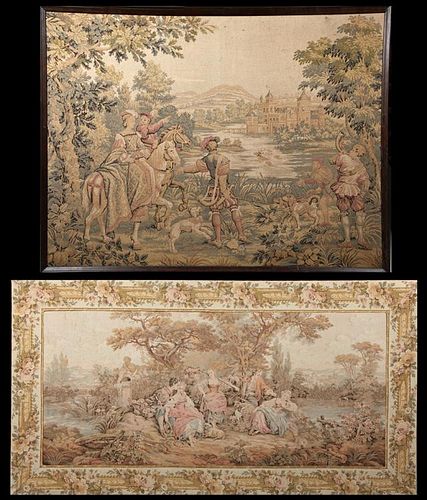 Two French Needlepoint Tapestries, 20th c., consis