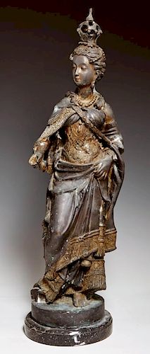 Patinated Bronze Figure of a Queen, 20th c., on a