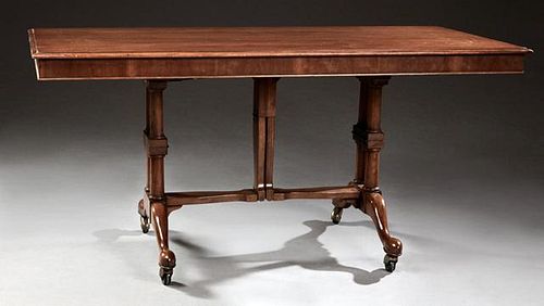 Unusual American Carved Walnut Telescoping Table,