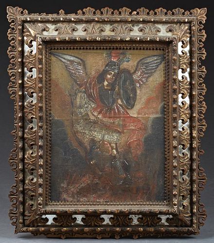 Cuzco School, "The Archangel," early 20th c., oil