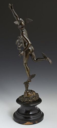 Patinated Bronze Figure of Mercury, late 19th c.,