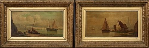 French School, "Harbor Scene," and "Fishing Boats,