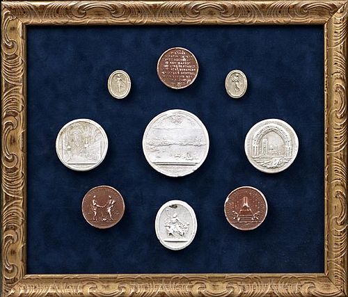 Group of Nine Plaster Intaglios, 19th c., Grand To