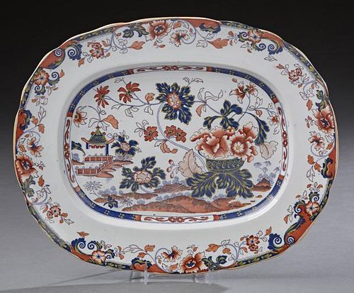 English Ironstone Oval Meat Platter, 19th c., in t