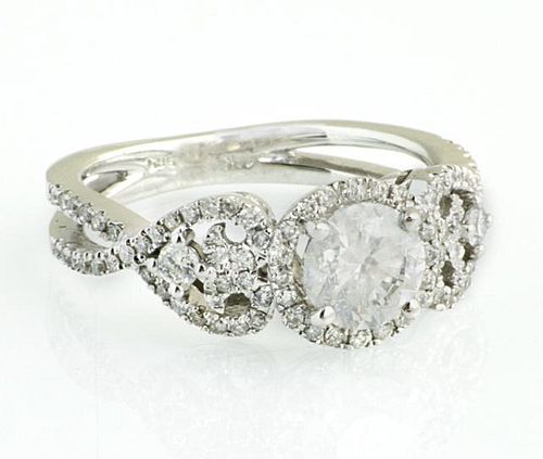 Lady's 14K White Gold Dinner Ring, with a central