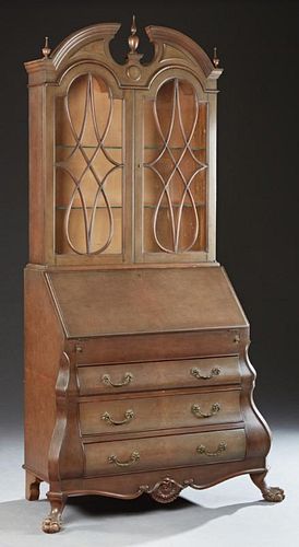 American Chippendale Style Carved Walnut Secretary