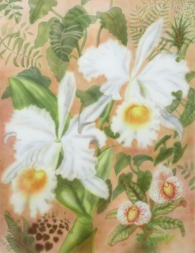 S. Rich, "Flowering Garden," 20th c., watercolor,