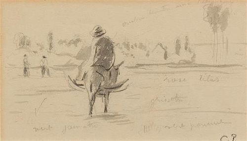 * Camille Pissarro, (French, 1830-1903), Untitled (Farmer on Steed)