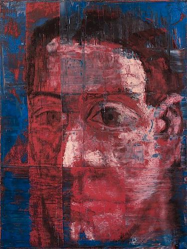 Aaron Fink, (American, b. 1955), Red Face, Blue Background, 1988
