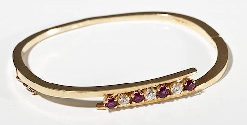 14K Ruby & Diamond Bangle Bracelet